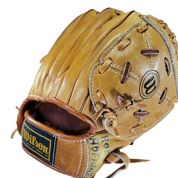 Vtg Wilson Baseball Glove RHT A2164 Autograph Model Jim Catfish Hunter Leather - Picture 3 of 12